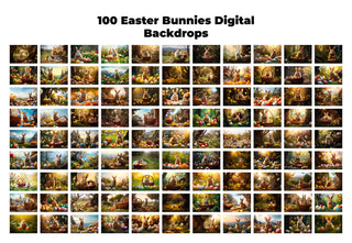 100 Easter Bunnies Digital Backdrops For Kids, Outdoor Spring Garden Bunnies Background, Easter Photoshop Composite, Easter Mega Bundle