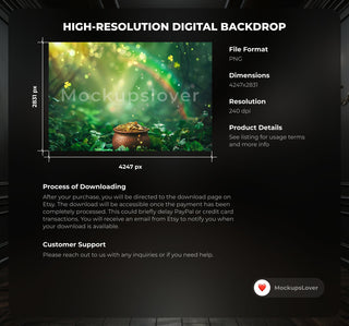 St Patrick's Day Rainbow digital background, Fine Art portrait digital backdrop, Holiday Kids composite, Studio Photography overlay