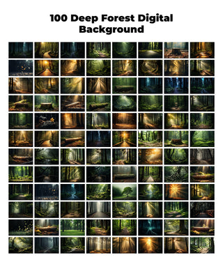Deep Forest Digital Backgrounds: 100 Nature Photography Overlays (Digital Download)