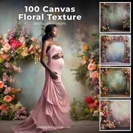 scene of a floral canvas backdrop, perfect for studio and maternity photography, with vibrant textures
