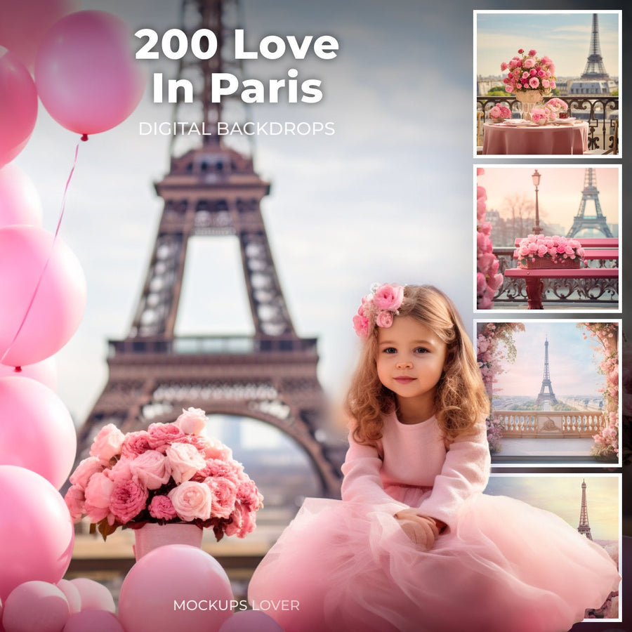 scene of paris with romantic valentine's day backdrop, suitable for photo templates and cards