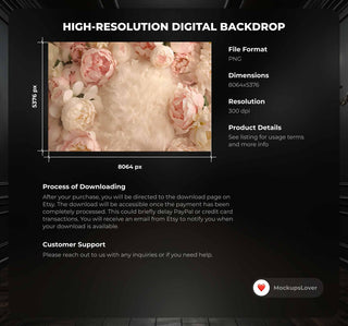 Newborn Digital Backdrop, Baby Girl Pink Cream Flowers, Spring Floral Composite digital background, Photoshop Overlays, Studio Background