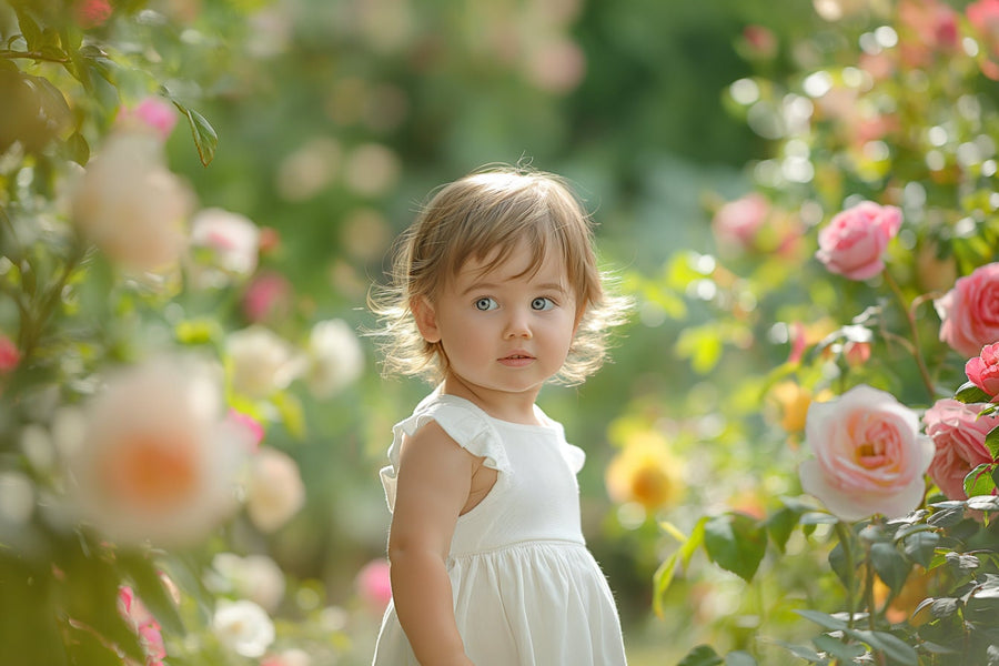 scene of pink roses in a lush garden, perfect for portrait photography and digital backgrounds