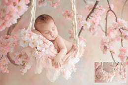 Newborn digital background, Cherry Tree Backdrop, Baby Fine Art photography, Creative Composite, Baby Digital Template, Spring Blossom