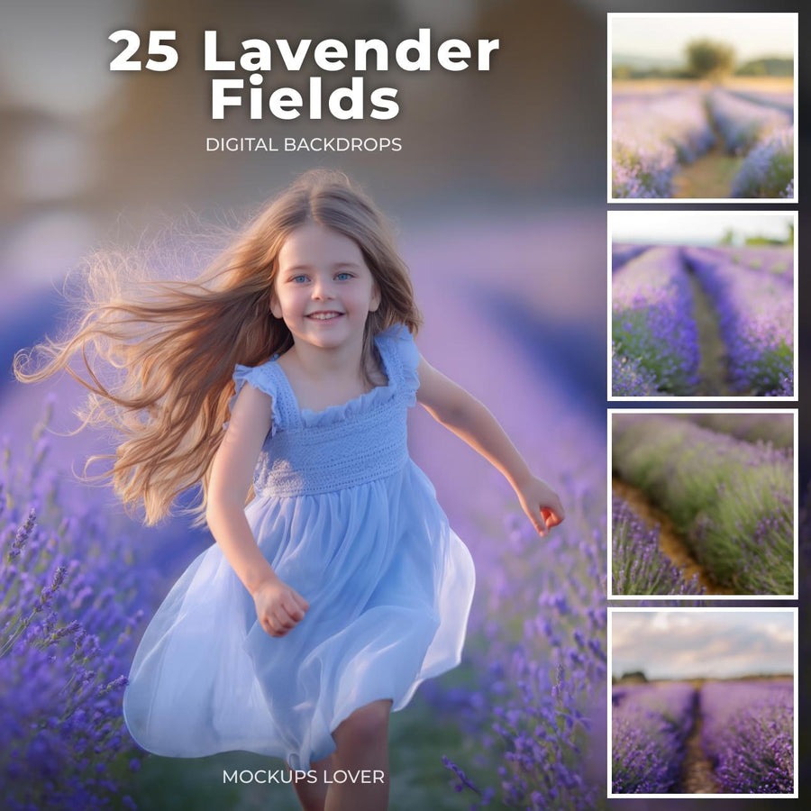 lavender fields digital backdrop bundle featuring purple flowers in a spring scene for maternity photography