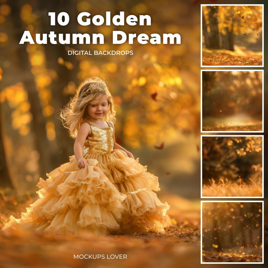 autumn forest scene digital background, perfect for portraits and creative photography, oblique view
