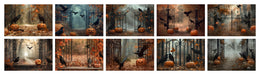 10 Fall Gate Digital Background Bundle, Ravens, Scare Crow, Fall Leaves, Pumpkin, Graveyard, Halloween Backdrop, Portrait Photography