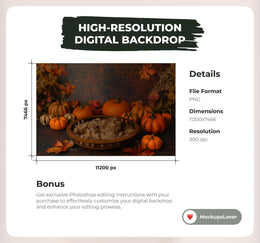 5 Newborn Digital Photography Background Bundle, Pumpkin Backdrop, Fall Leaves, Autumn Studio Baby Boy Girl Photo Prop, Photoshop Composite