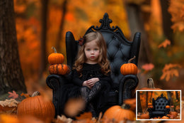 Fall Digital Background Photography, Autumn Armchair Backdrop Digital Photo, Outdoor Photoshoot, Pumpkins Harvest, Thanksgiving Prop