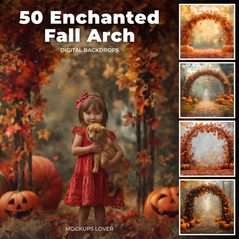 Autumn Digital Background Bundle, Fall Pumpkin Arches Digital Backdrops, Halloween Pumpkin Archway, Photo edit, Fall Leaves, Pumpkin Patch