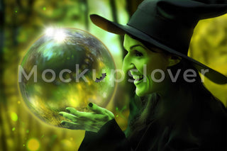 Halloween Witch Globe Digital Background, Crystal Ball Creative Composite Photography, Halloween Kids & Newborn, Spooky Season