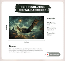 30 Halloween Digital Background Bundle, Dark Village, Flying Bat, Wizard, Woods, Town, Enchanted, Fantasy Backdrop Photography Kids Portrait