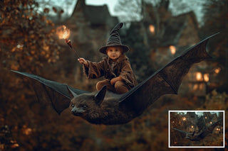 30 Halloween Digital Background Bundle, Dark Village, Flying Bat, Wizard, Woods, Town, Enchanted, Fantasy Backdrop Photography Kids Portrait