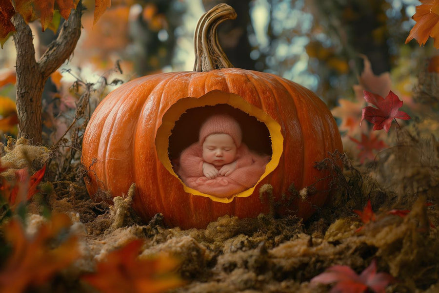 giant pumpkin scene for autumn photography, perfect for halloween and fall photoshoots