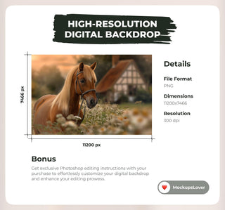 25 Farm Animal Digital Background Bundle, Rustic Photography Backdrop, Pig, Duck, Cow, Hen, Horse, Bear, Autumn Road, Instant Download