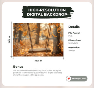 20 Fall Swing Digital background Bundle, autumn backdrop, photoshop composite digital background for fall, wood swing, outdoor fall scene