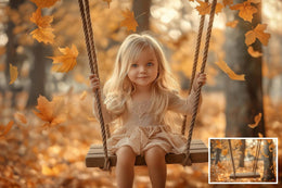 20 Fall Swing Digital background Bundle, autumn backdrop, photoshop composite digital background for fall, wood swing, outdoor fall scene