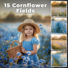 scene of a wildflower meadow with cornflowers, perfect for creative photo shoots and backdrop usage