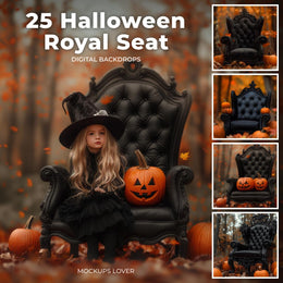 digital autumn background with pumpkins and armchair, perfect for fall photoshoots and thanksgiving themes