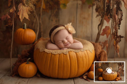 Newborn Fall Pumpkin Face Swap Digital Background Bundle, Face Insert, Add Face Creative Composite Studio Prop, Pumpkin Nest Backdrop