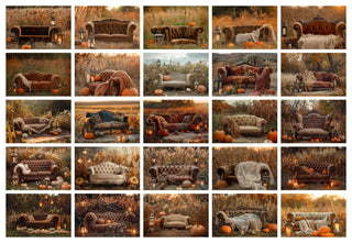 25 Fall Couch Digital Background with Pumpkins, Outdoor Creative Composite, Autumn Meadow Backdrop, Photo Editing, Family & Kids Portrait