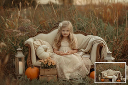 10 Fall Couch Digital Background with Pumpkins, Outdoor Creative Composite, Autumn Meadow Backdrop, Photo Editing, Family & Kids Portrait