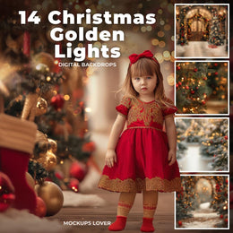 scene of christmas lights and winter landscape, suitable for holiday photo backgrounds, featuring a festive scene