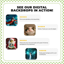 14 Christmas Lights Digital Backdrops Bundle, Holiday Photo Background, Winter Wonderland, Kids Portrait Prop, Photoshop & Canva Template