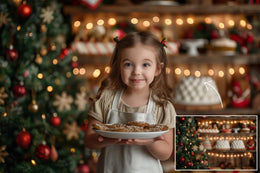 10 Christmas Farmhouse Kitchen Digital Backdrops, Bakery Photo Background Bundle, Holiday Kids Portrait Prop, Photoshop & Canva Template