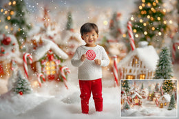 15 Candyland Christmas Digital Background Bundle, Xmas Village Backdrop, Kids Photography Composite, Candy Cane Wonderland Gingerbread House