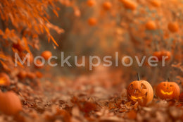Halloween Digital Background, Kids Outdoor Photo Prop, Jack O Lantern, Fall Photography Backdrop, Creative Composite, Photoshop Template