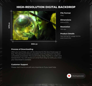 Halloween Witch Globe Digital Background, Crystal Ball Creative Composite Photography, Halloween Kids & Newborn, Spooky Season