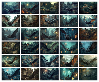 30 Halloween Digital Background Bundle, Dark Village, Flying Bat, Wizard, Woods, Town, Enchanted, Fantasy Backdrop Photography Kids Portrait