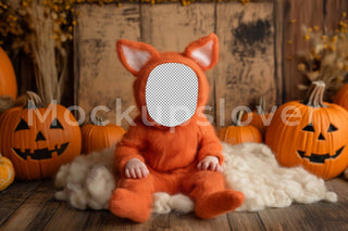 Newborn Digital Photography Background, Pumpkin Rustic Backdrop, Woodland Baby Boy Girl Prop, Photoshop Overlay, Face Swap, Halloween PNG