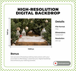 Rustic Christmas Baby Digital Holiday Backdrop, Winter Wonderland Photo Background, Newborn Prop, Tree Farm, Photoshop & Canva Template