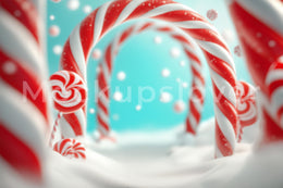 Christmas Candy Cane Digital Background, Winter Wonderland, Arch Backdrop, Candyland Theme, Holiday Kids Photo Prop, Christmas Template