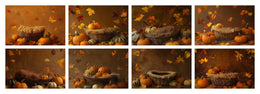 Fall Newborn Digital Photography Background Bundle, Autumn Studio Backdrop, Pumpkin, Baby Girl and Boy Prop, Fall Leaves, Photoshop Template