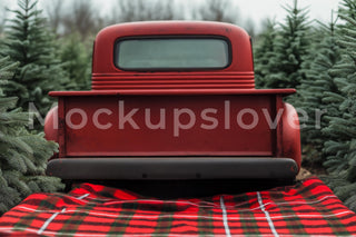 Christmas Car Digital Background, Xmas Vintage Farm Truck, Holiday Rustic Creative Composite Backdrop, Winter Wonderland, Christmas Card