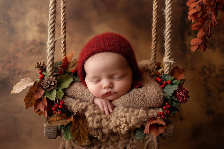 autumn woodland scene with fall leaves, ideal for newborn photography and baby props