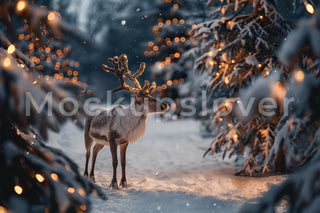 Winter Wonderland Digital Photography Background, Christmas Fantasy Forest Backdrop, Fairy Lights, Holiday Kids Prop, Photoshop Template