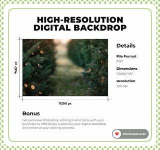 Christmas Tree Farm Digital Backdrop, Winter Wonderland Photo Background, Holiday Kids Portrait Prop, Photoshop & Canva Template