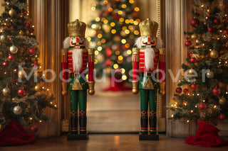 Giant Nutcracker Digital Backdrop, Christmas Princess Photo Background, Holiday Portrait Prop, Winter Wonderland, Photoshop & Canva Template