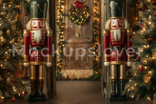 Christmas Giant Nutcracker Digital Backdrop, Princess Photo Background, Holiday Kids Prop, Winter Wonderland, Photoshop & Canva Template