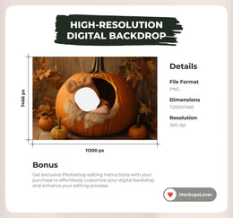 Newborn Fall Pumpkin Face Swap Digital Background Bundle, Face Insert, Add Face Creative Composite Studio Prop, Pumpkin Nest Backdrop