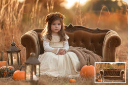 25 Fall Couch Digital Background with Pumpkins, Outdoor Creative Composite, Autumn Meadow Backdrop, Photo Editing, Family & Kids Portrait