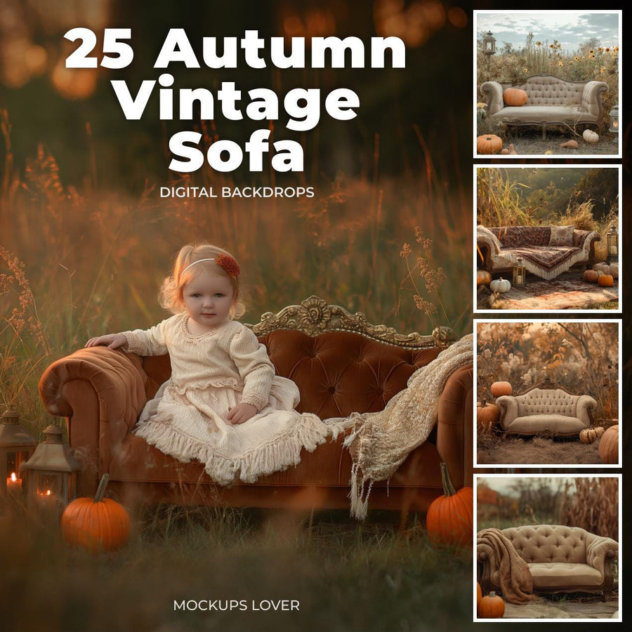 autumn meadow with pumpkins, perfect for family and kids portraits in a fall-inspired digital background for photo editing