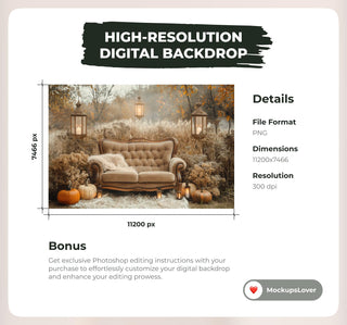 10 Fall Couch Digital Background with Pumpkins, Outdoor Creative Composite, Autumn Meadow Backdrop, Photo Editing, Family & Kids Portrait