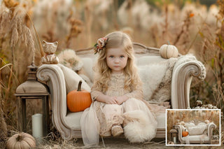10 Fall Couch Digital Background with Pumpkins, Outdoor Creative Composite, Autumn Meadow Backdrop, Photo Editing, Family & Kids Portrait