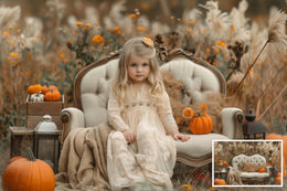 10 Fall Couch Digital Background with Pumpkins, Outdoor Creative Composite, Autumn Meadow Backdrop, Photo Editing, Family & Kids Portrait