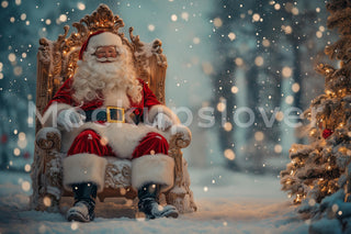 Christmas Santa Claus Digital Photography Backdrop, Holiday Kids Background, Winter Wonderland, Xmas Kids Portrait Prop, Photoshop Template